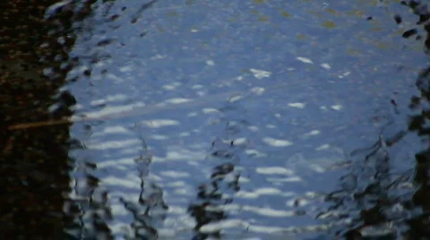 Reflection of Sky and Clouds in Rippling Water Stream Vídeo Stock 775933