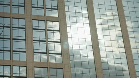 Reflection of the sky on a building Stock Footage 247114371