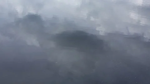 Reflection sky, clouds in the lake, grey color, close up Stock Footage 247654917
