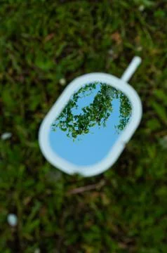 Reflection of the sky in the mirror. Fotos Stock