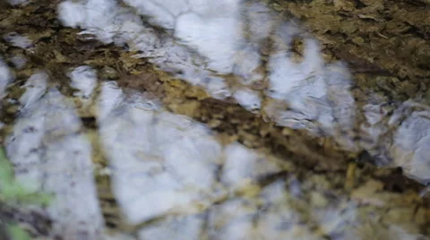 Reflection of the sky in a mountain river Stock Footage 48867892