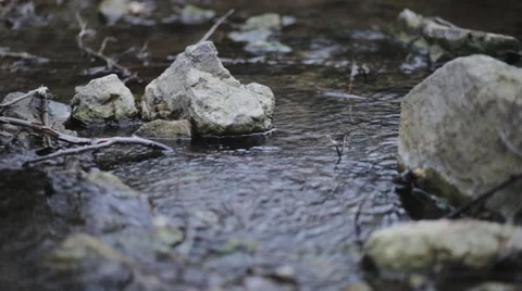 Reflection of the sky in a mountain river Stock Footage 48878195