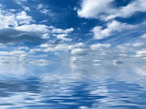 Reflection of sky in ocean Stock Photos