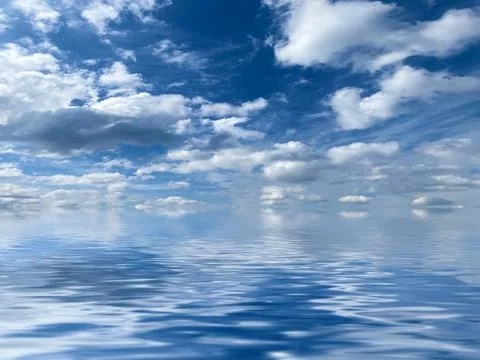 Reflection of sky in ocean 写真素材