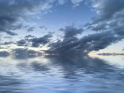 Reflection of  sky in the sea Stock Photos