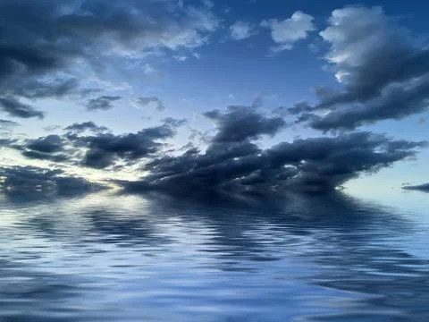 Reflection of  sky in the sea Stock Photos