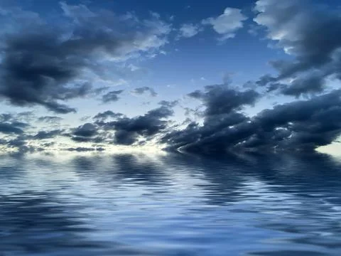 Reflection of  sky in the sea Stock Photos