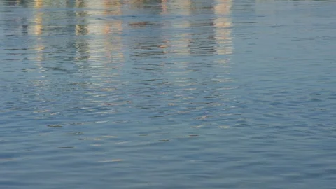 The reflection of the sky in the surface of the water of a fast clear river Stock Footage 282779540