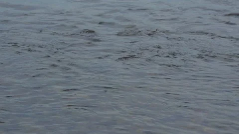 The reflection of the sky in the surface of the water of a fast clear river Stock Footage 282780129