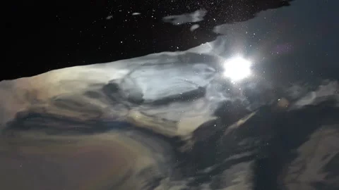 Reflection of the sky in the water, clouds in the reflection of the lake 스톡 동영상 91386560