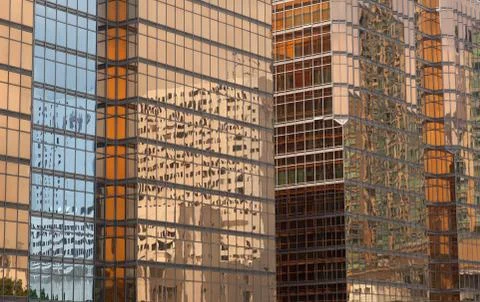 Reflection of a skyscraper on a skyscraper. kowloon. hong kong. Stock Photos