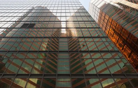 Reflection of a skyscraper on a skyscraper. kowloon. hong kong. Stock Photos