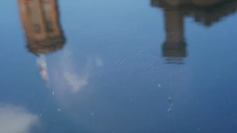 Reflection - Smithsonian Castle Stock Footage 85674998