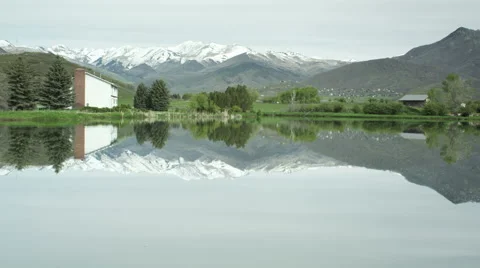 Reflection of Snow Covered Mountains Stock Footage 46830748