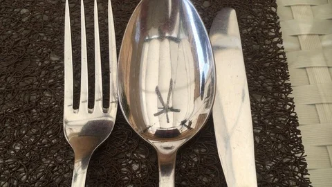 Reflection in spoon Stock Footage 86864093