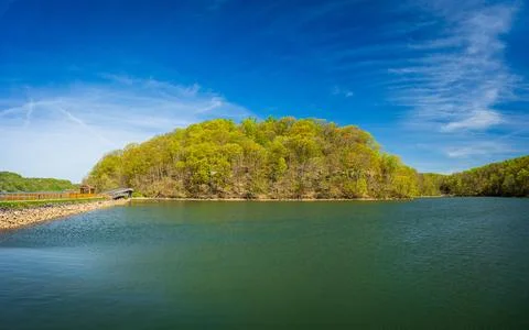 Reflection of spring leaves in Cheat Lake Park near Morgantown Stock Photos