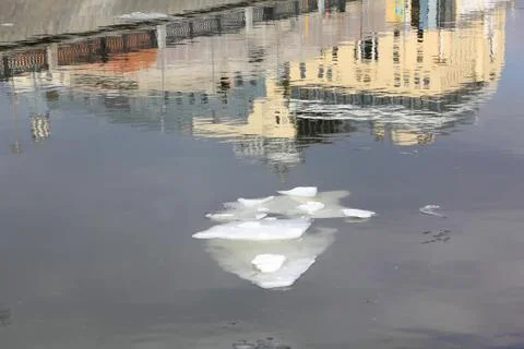Reflection of spring Moscow in the water Stock Photos