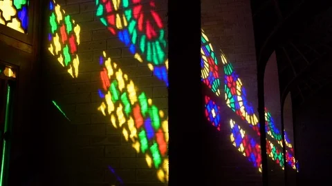 Reflection of a stained glass on the wall Stock Footage 100850060