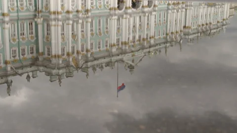 Reflection of the State Hermitage in a water - St. Petersburg, Russia Stock Footage 137281757