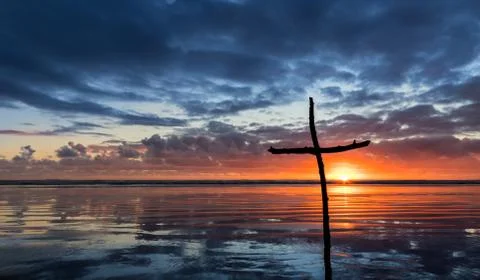Reflection Stick Cross Salvation Stock Photos