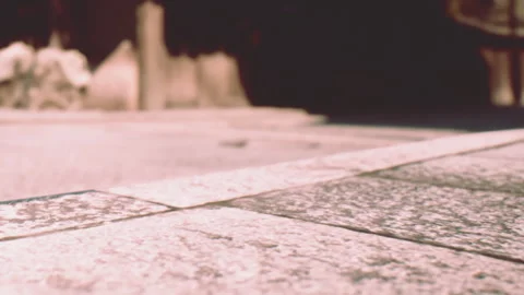 Reflection on a stone path in a garden during daytime Stock Footage 342800568