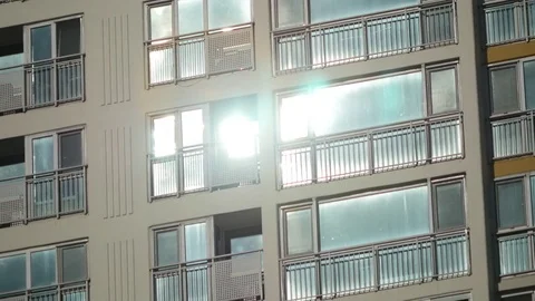 Reflection of the sun on apartment in south korea. Stock Footage