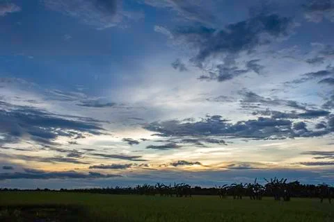 The reflection of the Sun in the evening  and the clouds on the sky with Shad Stock Photos
