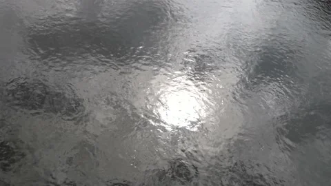 Reflection of the sun in the flowing surface of the river Stock Footage 159368751