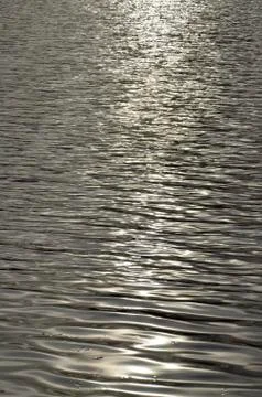 Reflection of the sun rays on the water surface Stock Photos