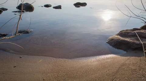 Reflection Of The Sun On A Sandy Beach Stock Footage 37238580