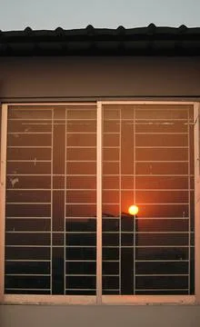 Reflection of the sun on the window glass Stock Photos