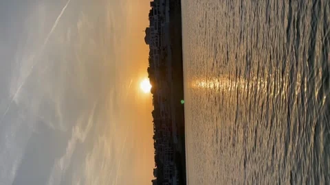 Reflection of sunlight over lake surface at sunset, 4 K video. Stock Footage 246450057