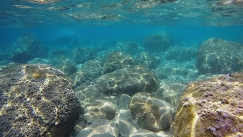 Reflection Of The Sunlight On The Underwater Rocks Stock Footage 315655873