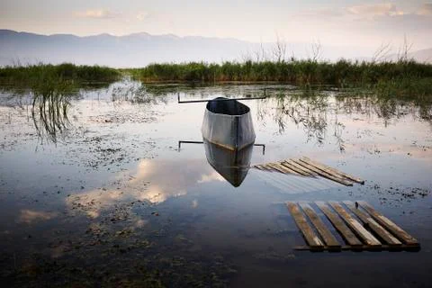 Reflection of sunset light Foto stock