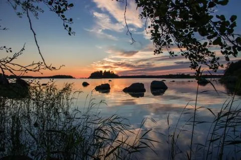 Reflection sunset Stock Photos