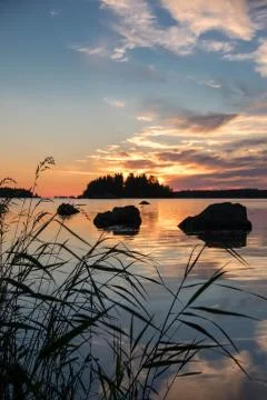 Reflection sunset Stock Photos