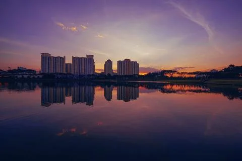 Reflection sunset Stock Photos