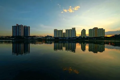 Reflection sunset Stock Photos