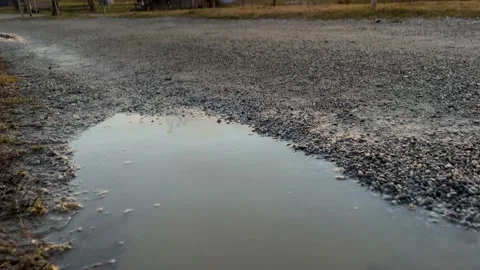 Reflection of the sunset in the puddle Stock-Footage 233258087