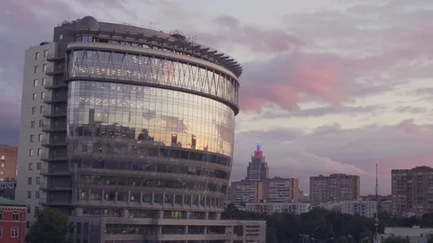 Reflection of the sunset in the windows Stock Footage 77434849