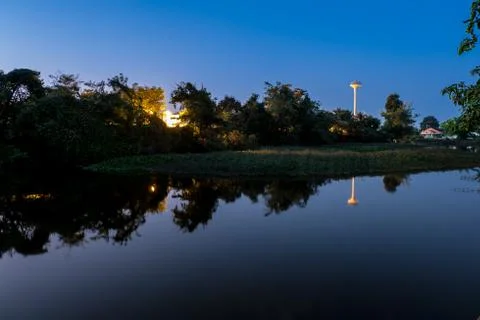 Reflection on the surface of the evening sky. Stock Photos