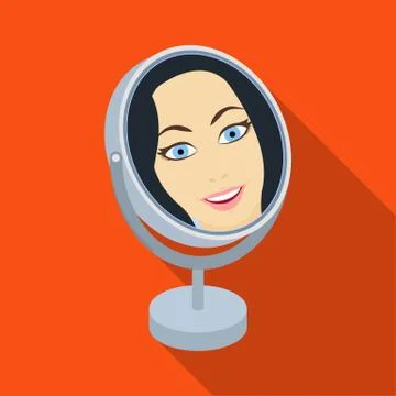 Reflection in the table mirror. Mirror for make-up single icon in flat style Illustrazione stock
