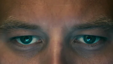 Reflection of tech in eyes of a man Stock Footage 275143886