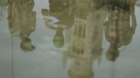 Reflection of three men talking Stock Footage 61274988