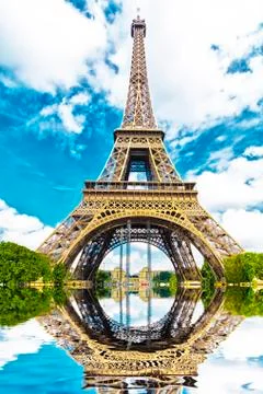 The reflection of the tower Stock Photos