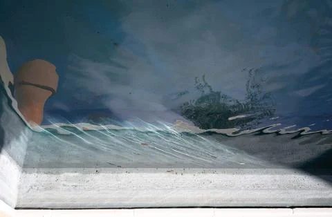 Reflection Of a Tree And Vase In Pool Turned Upside Down, Cote d'azur Stock Photos