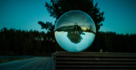 Reflection of Tree in Crystal Ball 写真素材