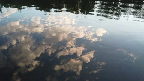 Reflection of trees and sky in the lake Video stock 136228636