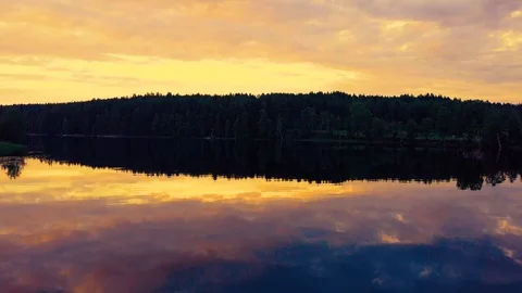 Reflection of trees in lake Stock Footage 94545857