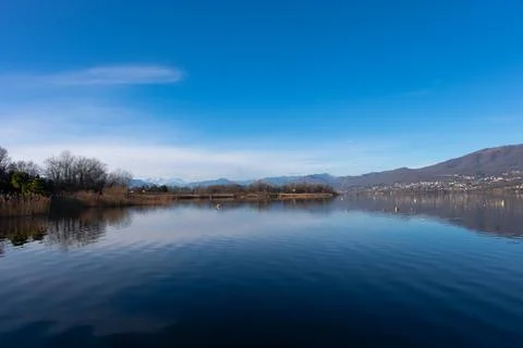 Reflection of trees in lake Stock Photos